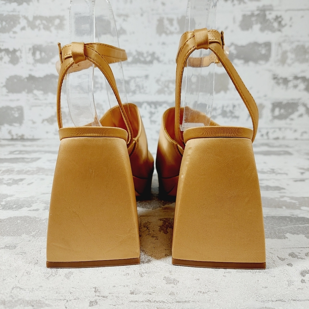 NEW Circus NY Miranda Tan Open Toe Ankle Strap Block Heel Sandals E374 - Picture 6 of 15
